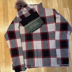 Plaid Sweater and Beanie Set